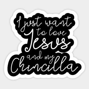 I Just Want To Love Jesus And My Chincilla Hilarious Sticker